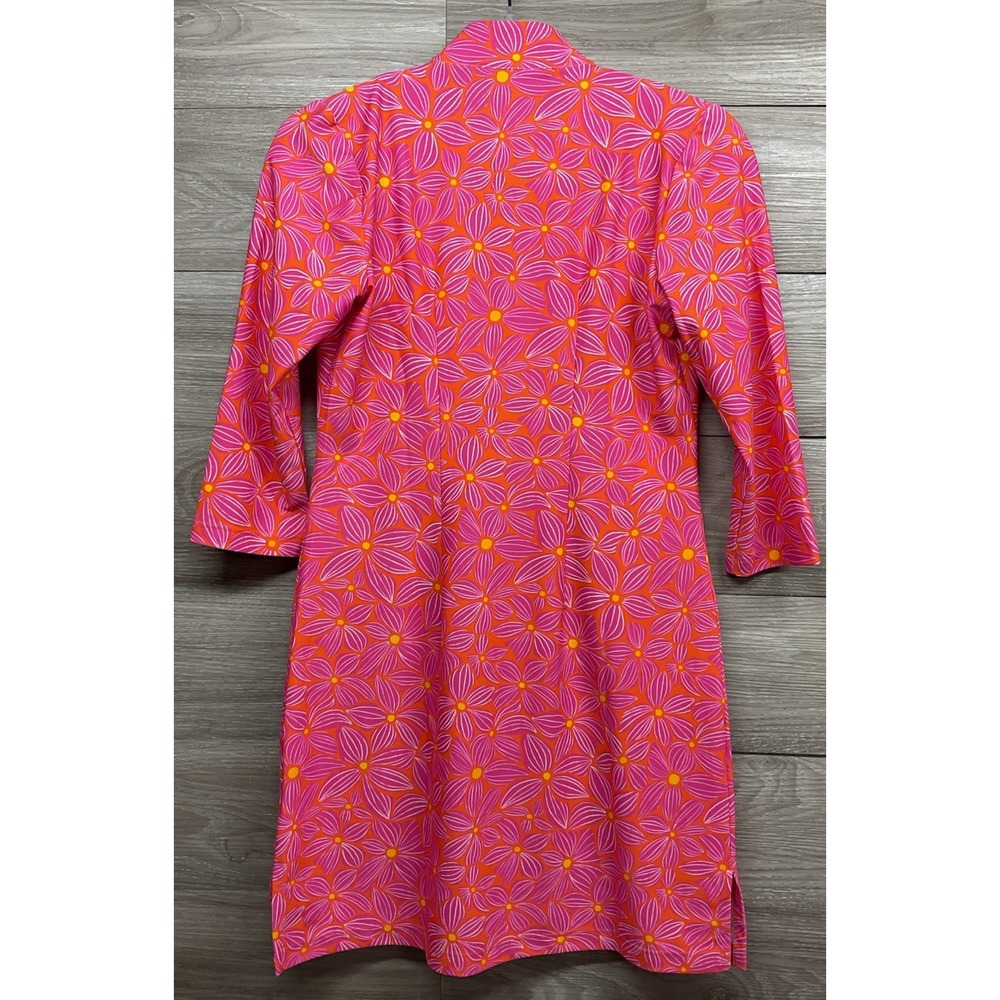 NEW Katherine Way UPF 50 Pink Orange Floral Polo Resort Stretch Dress XXS USA - Picture 6 of 15
